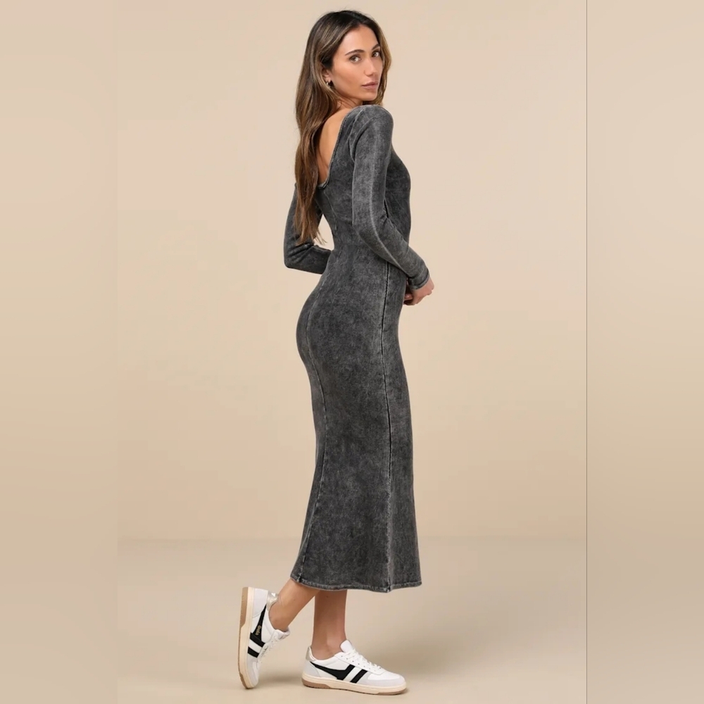 🖤 Lulus Elevated Coolness Black Bodycon Midi Dress M